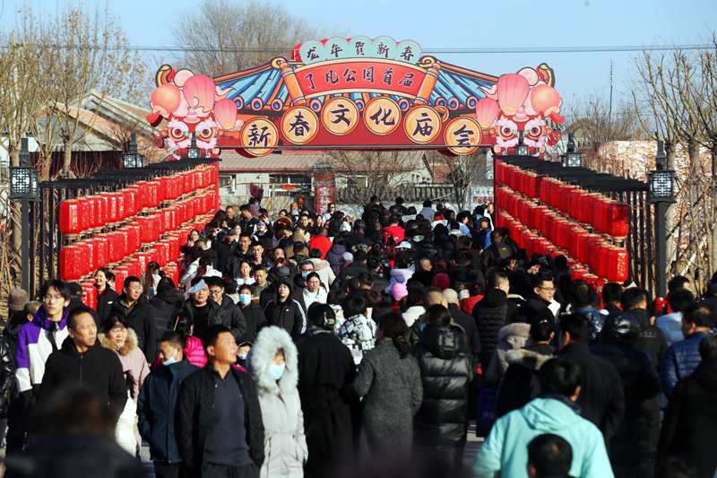 了凡公園新春文化廟會啟幕。寶坻區(qū)委宣傳部供圖